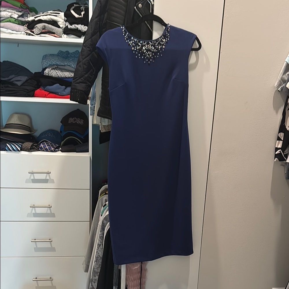 Maggy London Navy Embellished Maxi Dress